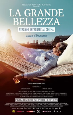 Solo il 27, 28 e 29 giugno la versione integrale del film La grande bellezza di Paolo Sorrentino