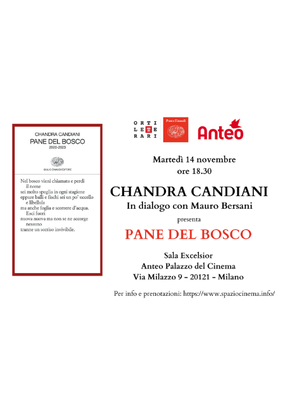 Chandra Candiani presenta PANE DEL BOSCO, la sua nuova raccolta di poesie 
