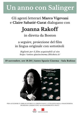 Presentazione libro UN ANNO CON SALINGER di Joanna Rakoff e proiezione del film