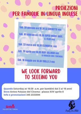 Proiezioni per famiglie in lingua inglese in collaborazione con Simply our child